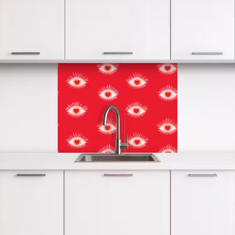 Revestimiento cocina - Ojos - Corazón - Abstracto - Rojo - Rosa — 3