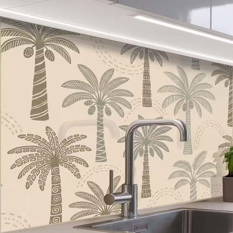 Revestimiento cocina - Palmeras - Estampado - Tropical - Beige — 1