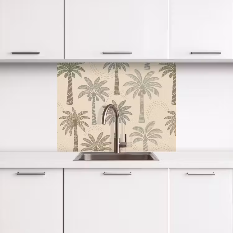 Revestimiento cocina - Palmeras - Estampado - Tropical - Beige — 3