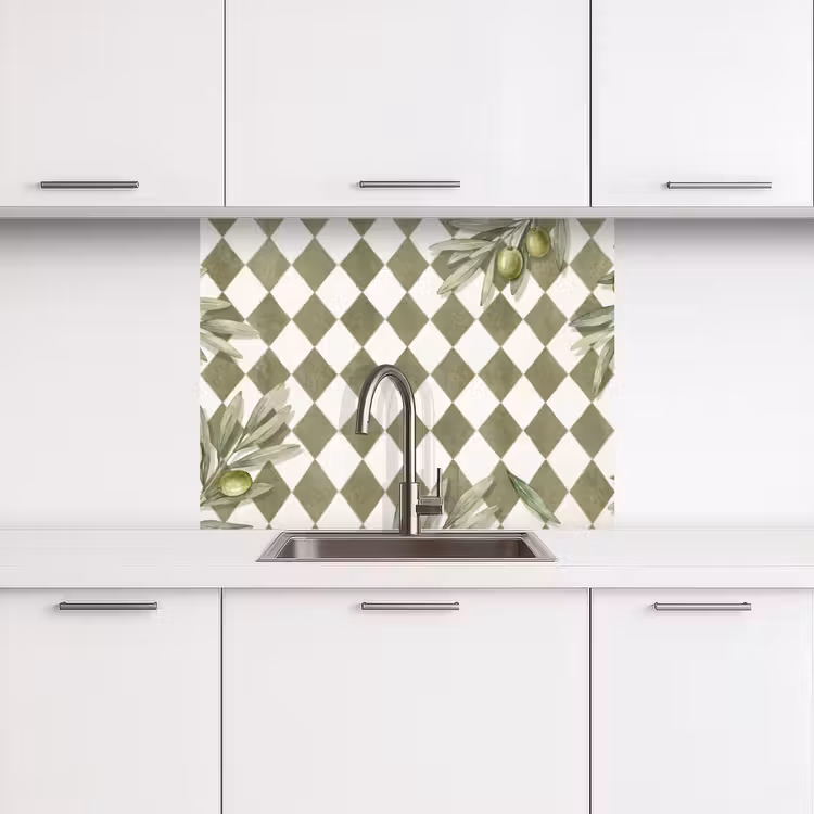 Revestimiento cocina - Planta - Ramas de olivo - Acuarela - Mediterráneo - Verde — 3