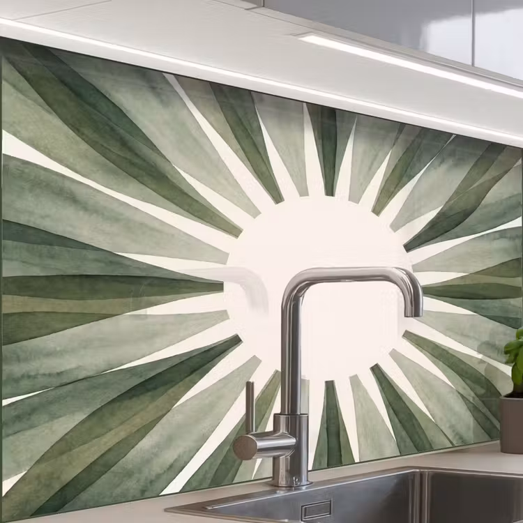 Revestimiento cocina - Plantas - Abstracto - Acuarela - Verde - Naturaleza — 1