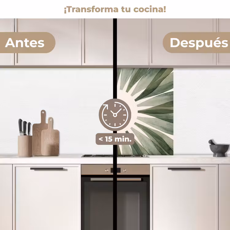 Revestimiento cocina - Plantas - Abstracto - Acuarela - Verde - Naturaleza — 2