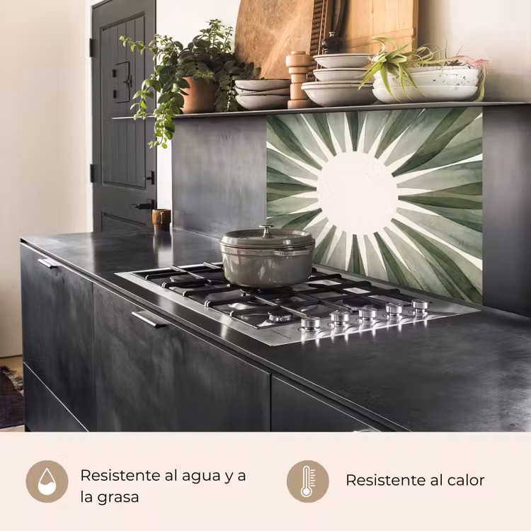 Revestimiento cocina - Plantas - Abstracto - Acuarela - Verde - Naturaleza — 4