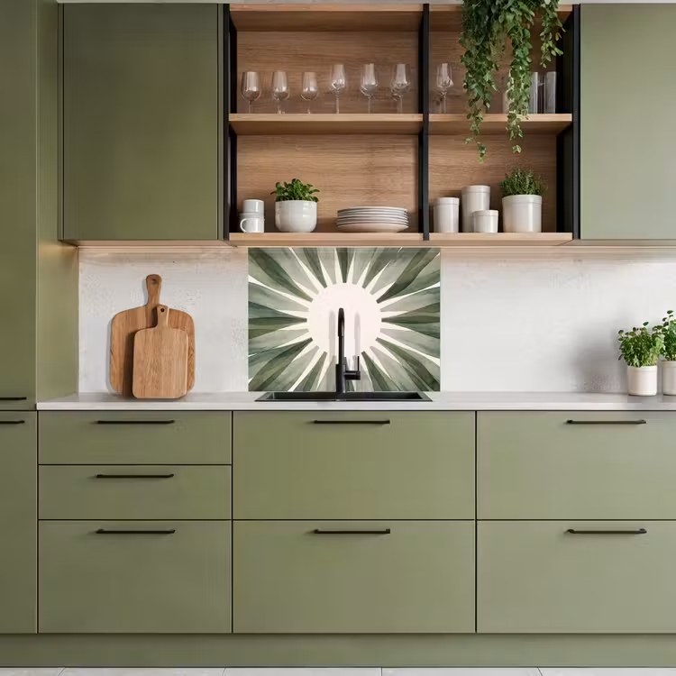Revestimiento cocina - Plantas - Abstracto - Acuarela - Verde - Naturaleza — 7