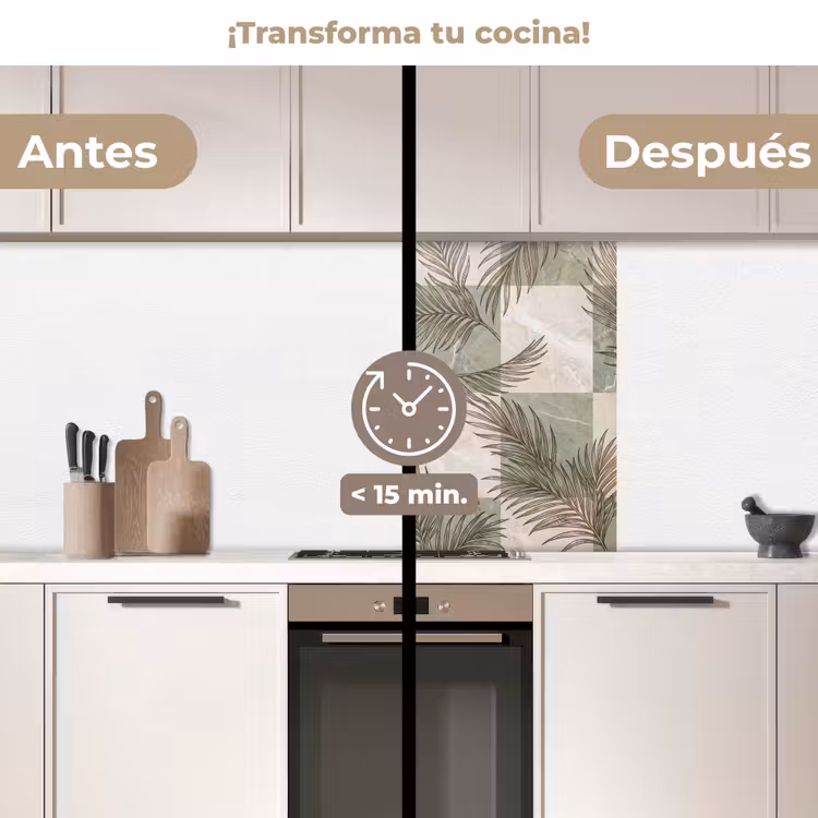 Revestimiento cocina - Plantas - Hojas - Mármol - Moderno - Verde — 2