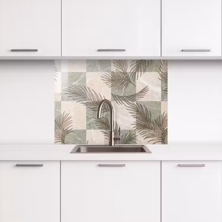Revestimiento cocina - Plantas - Hojas - Mármol - Moderno - Verde — 3