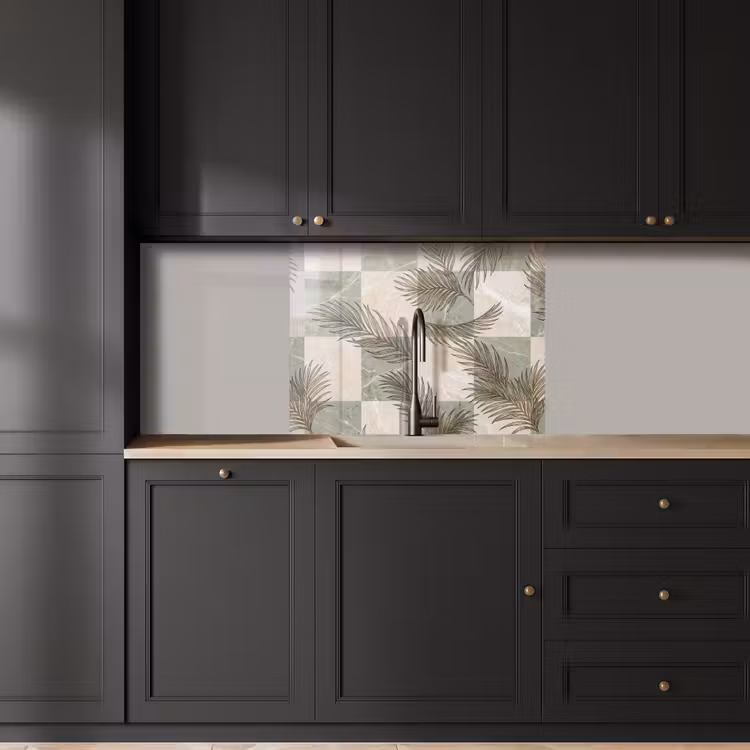 Revestimiento cocina - Plantas - Hojas - Mármol - Moderno - Verde — 5