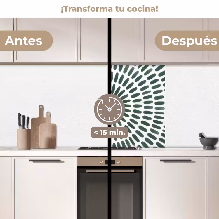 Revestimiento cocina - Resumen - Círculo - Estampado - Moderno - Verde — 2