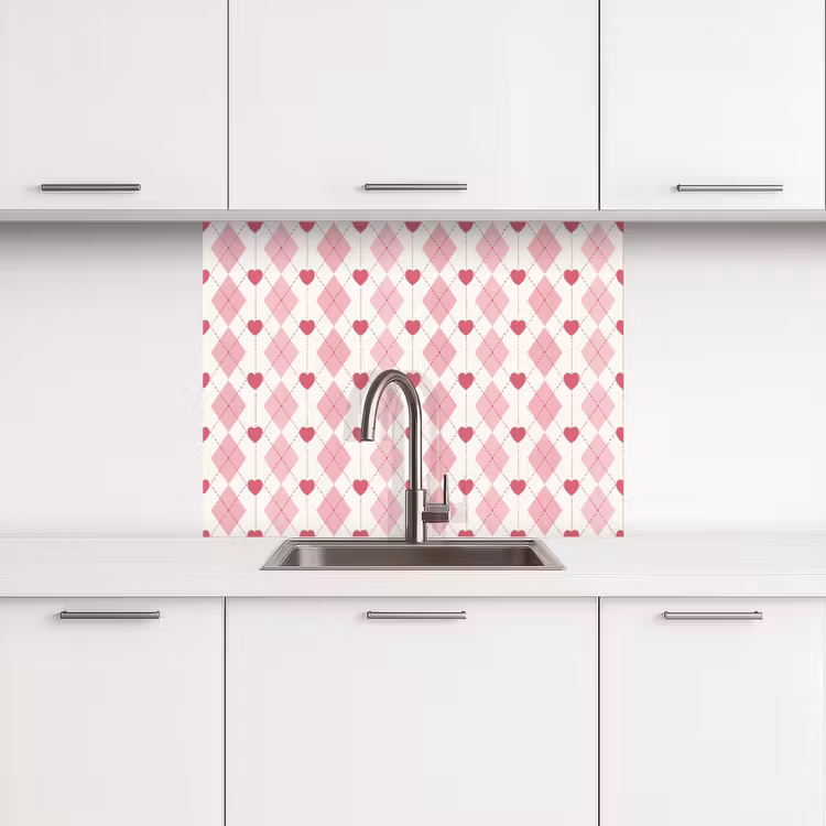 Revestimiento cocina - Rombos - Clásico - Rosa - Blanco — 3