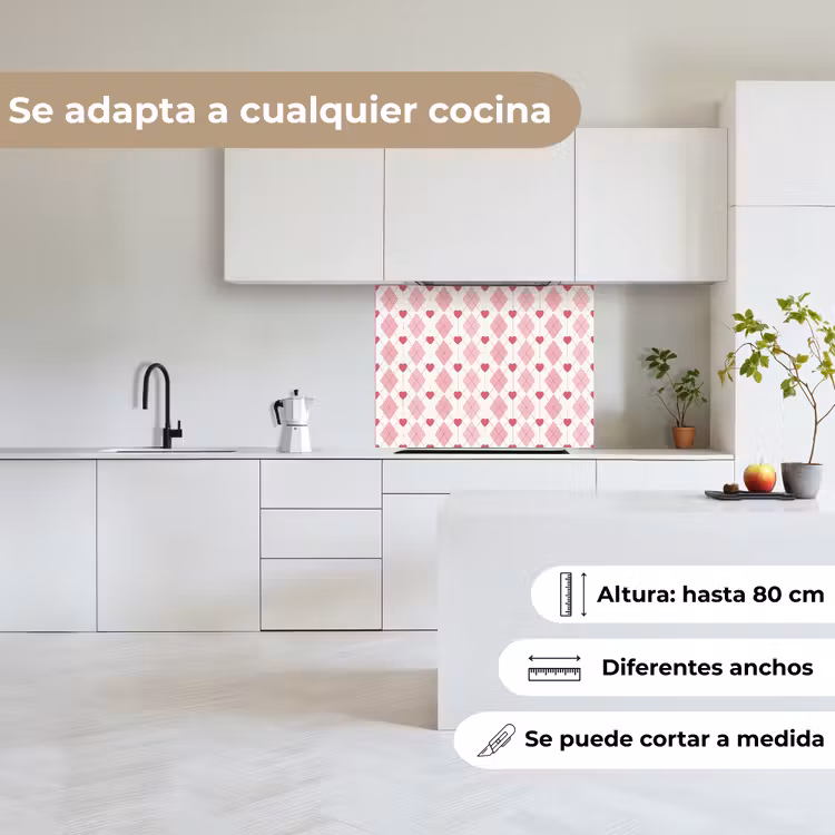 Revestimiento cocina - Rombos - Clásico - Rosa - Blanco — 6