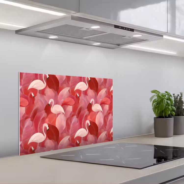 Salpicaderos de cocina - Flamenco - Botánico - Elegante - Rosa - Rojo — 1