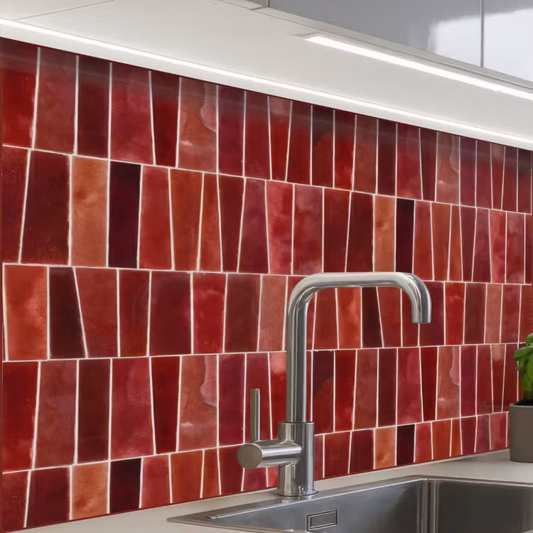 Revestimiento cocina - Azulejos - Modernos - Texturados - Rojo intenso — 1