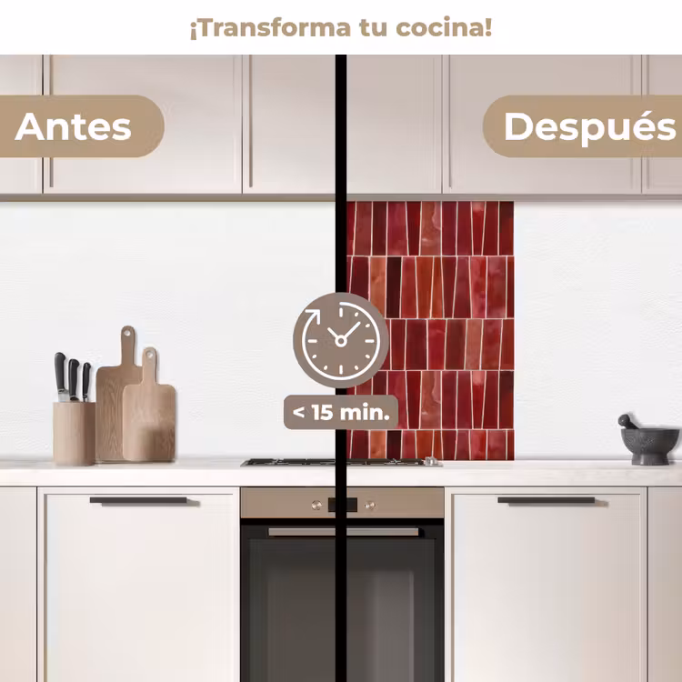 Revestimiento cocina - Azulejos - Modernos - Texturados - Rojo intenso — 2
