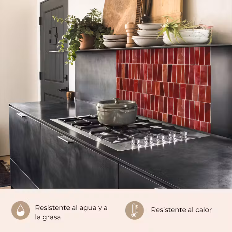 Revestimiento cocina - Azulejos - Modernos - Texturados - Rojo intenso — 4