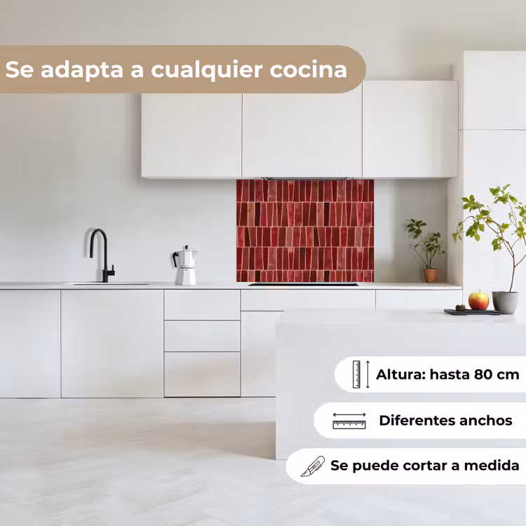 Revestimiento cocina - Azulejos - Modernos - Texturados - Rojo intenso — 6