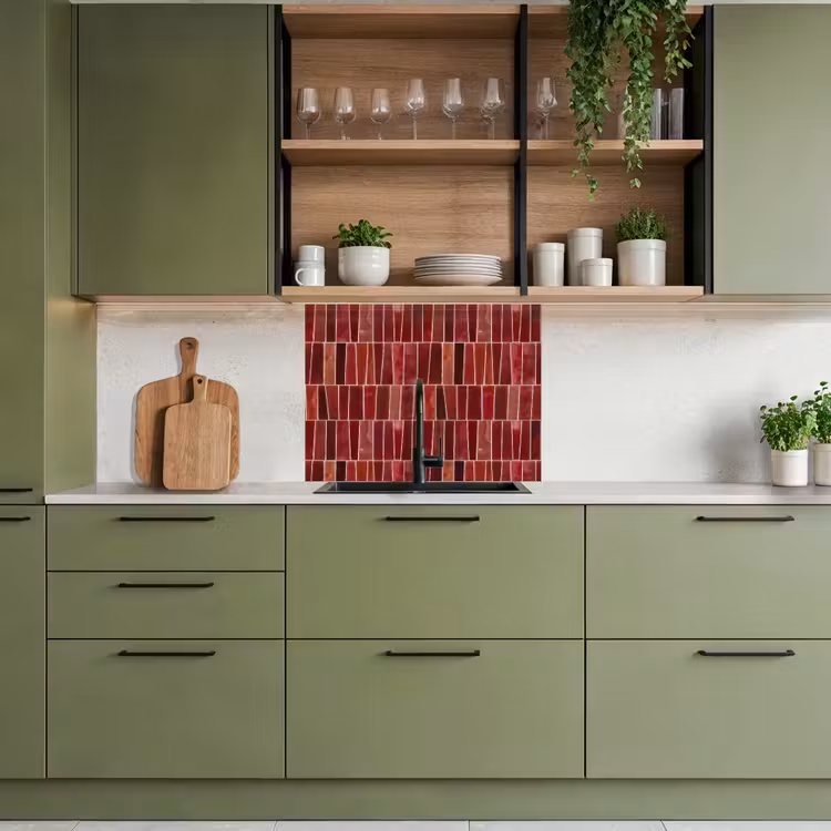 Revestimiento cocina - Azulejos - Modernos - Texturados - Rojo intenso — 7