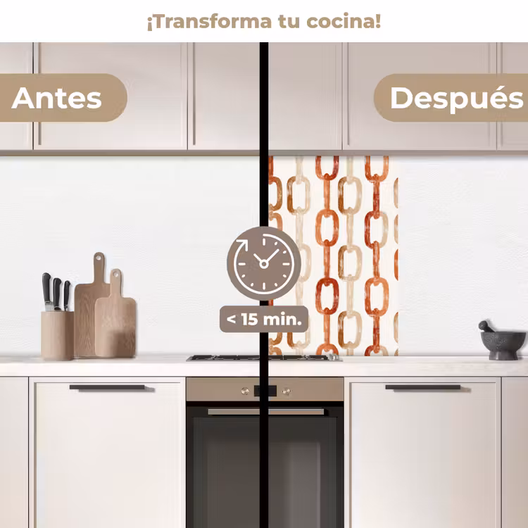 Revestimiento cocina - Eslabones - Estampado - Acuarela - Terracota — 2