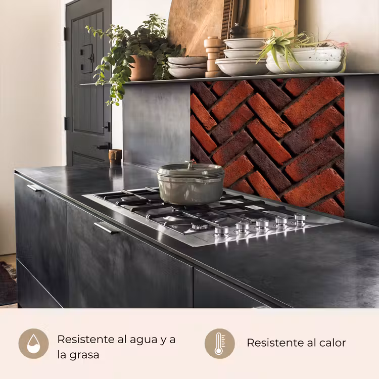 Revestimiento cocina - Ladrillos - Espiga - Textura - Marrón rojizo — 4