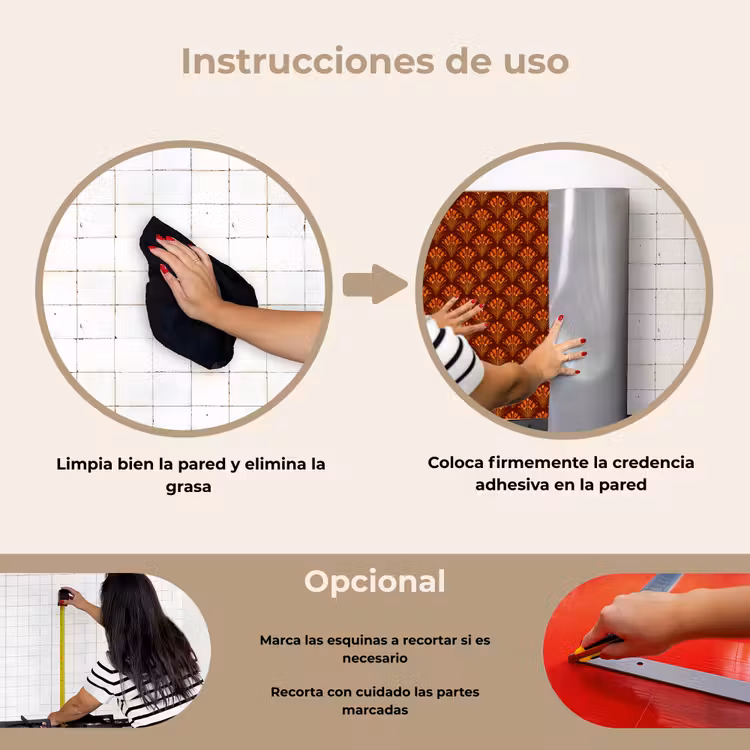 Salpicaderos de cocina - Abanicos - Art Déco - Botánico - Marrón rojizo - Naranja — 6