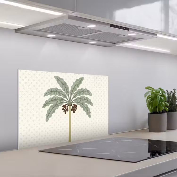 Salpicaderos de cocina - Árbol - Hojas - Verde - Decorativo - Beige — 1