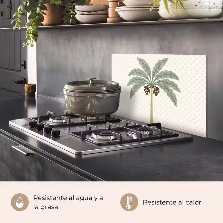 Salpicaderos de cocina - Árbol - Hojas - Verde - Decorativo - Beige — 2