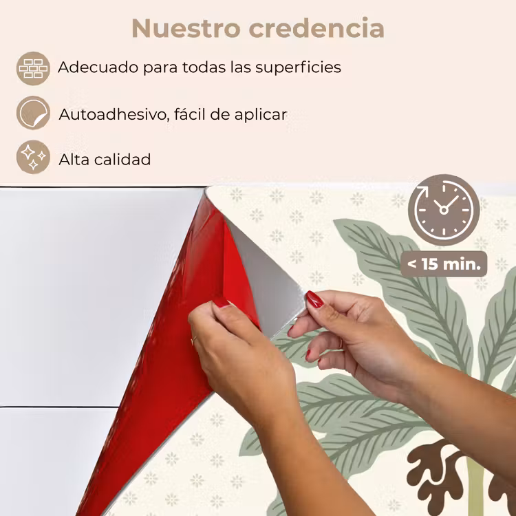 Salpicaderos de cocina - Árbol - Hojas - Verde - Decorativo - Beige — 4