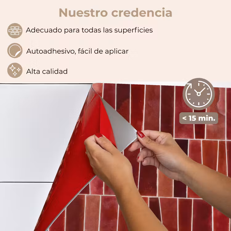 Salpicaderos de cocina - Azulejos - Modernos - Texturados - Rojo intenso — 4