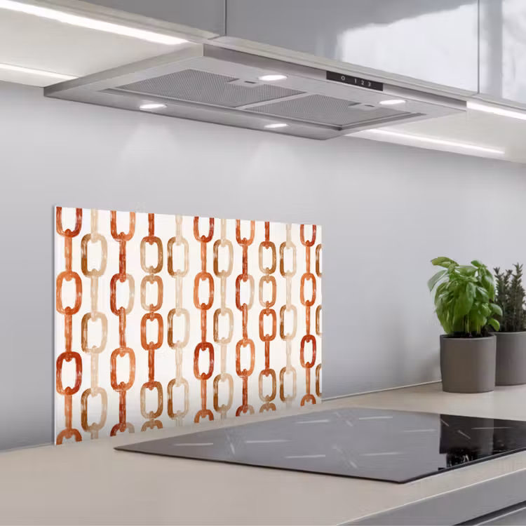 Salpicaderos de cocina - Eslabones - Estampado - Acuarela - Terracota — 1