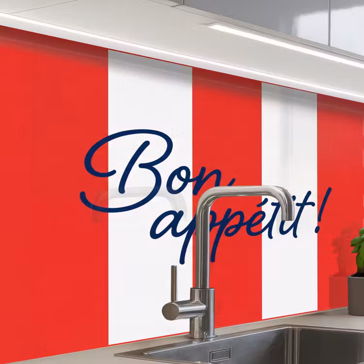 Revestimiento cocina - Comida - Refrán - Cocina - Gráfico - Rojo y blanco — 1
