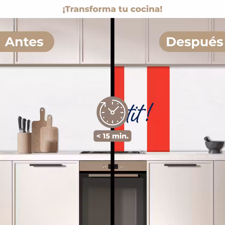 Revestimiento cocina - Comida - Refrán - Cocina - Gráfico - Rojo y blanco — 2