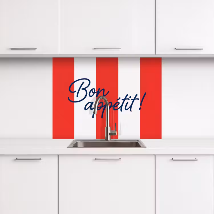 Revestimiento cocina - Comida - Refrán - Cocina - Gráfico - Rojo y blanco — 3