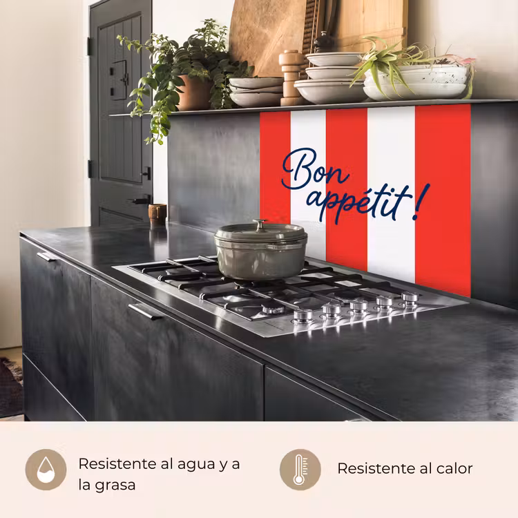 Revestimiento cocina - Comida - Refrán - Cocina - Gráfico - Rojo y blanco — 4