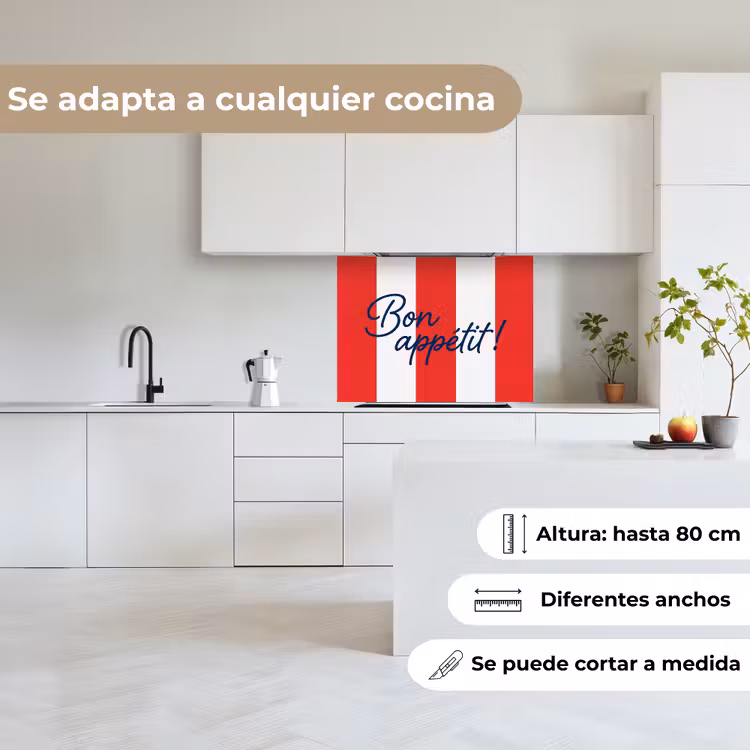 Revestimiento cocina - Comida - Refrán - Cocina - Gráfico - Rojo y blanco — 6