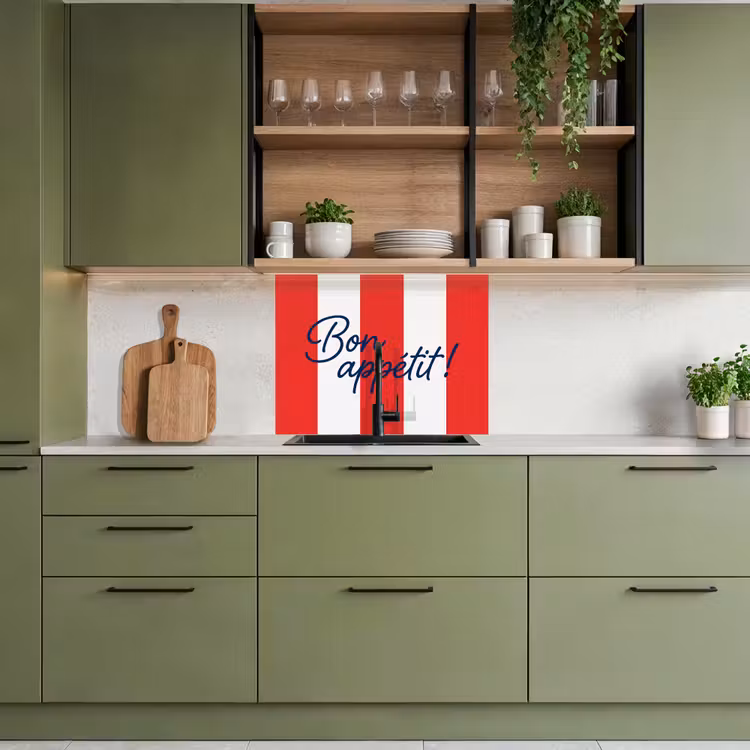 Revestimiento cocina - Comida - Refrán - Cocina - Gráfico - Rojo y blanco — 7