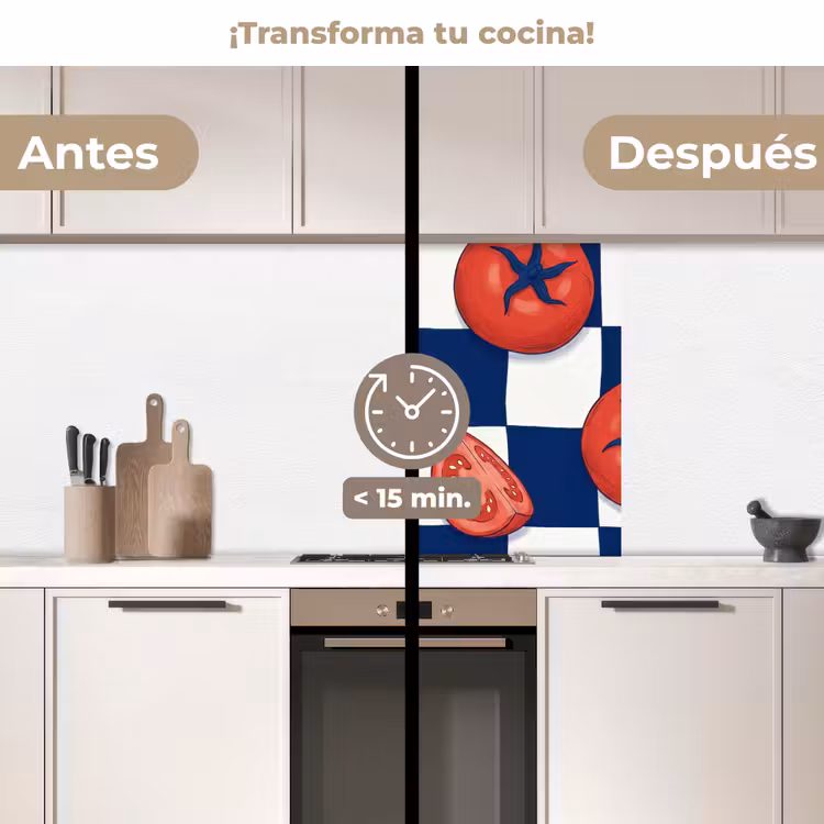 Revestimiento cocina - Comida - Tomates - Cocina - Ilustración - Rojo-Azul — 2