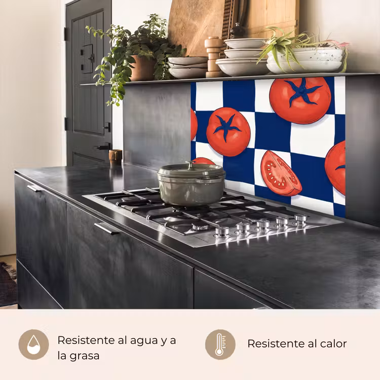 Revestimiento cocina - Comida - Tomates - Cocina - Ilustración - Rojo-Azul — 4