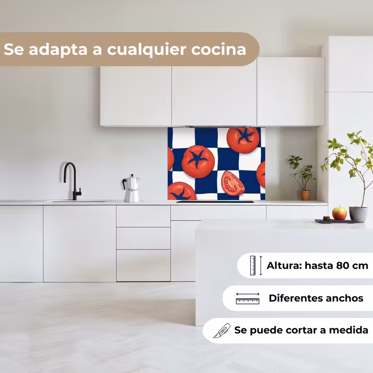 Revestimiento cocina - Comida - Tomates - Cocina - Ilustración - Rojo-Azul — 6