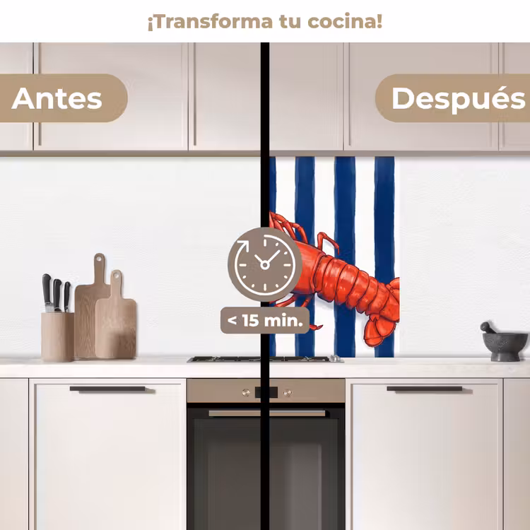 Revestimiento cocina - Crustáceo - Langosta - Marino - Ilustración - Rojo — 2