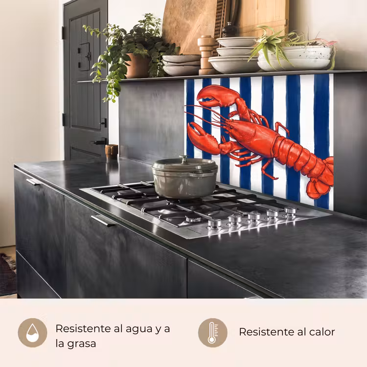Revestimiento cocina - Crustáceo - Langosta - Marino - Ilustración - Rojo — 4