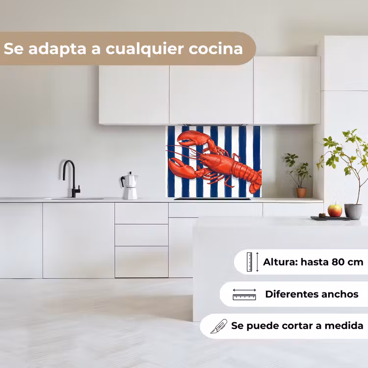 Revestimiento cocina - Crustáceo - Langosta - Marino - Ilustración - Rojo — 6