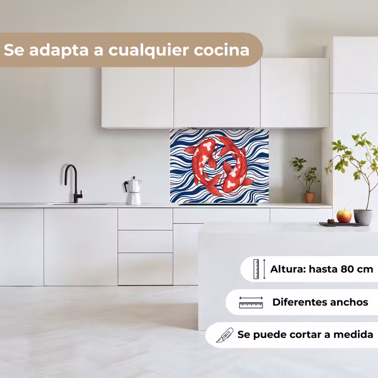 Revestimiento cocina - Peces - Agua - Naturaleza - Ilustración - Rojo — 6