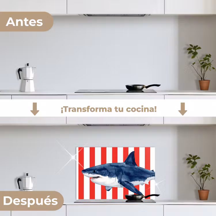 Salpicaderos de cocina - Pez - Tiburón - Mar - Ilustración - Azul — 7