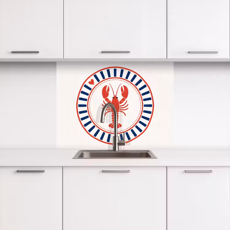 Revestimiento cocina - Vida marina - Langosta - Emblema - Gráfico - Rojo — 3
