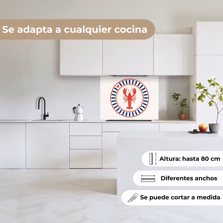 Revestimiento cocina - Vida marina - Langosta - Emblema - Gráfico - Rojo — 6
