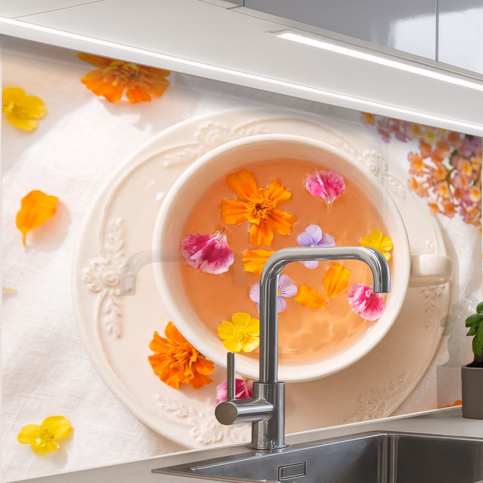 Revestimiento cocina - Flores - Cabeza - Naturaleza - Colorido - Verano — 1