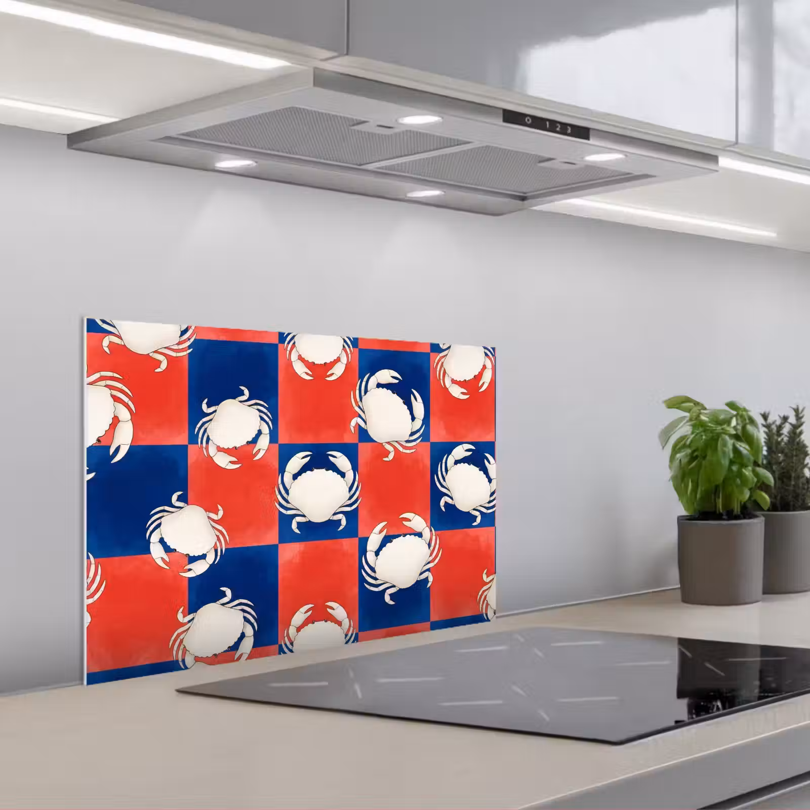 Salpicaderos de cocina - Estampado - Vida marina - Rojo - Azul - Abstracto — 1