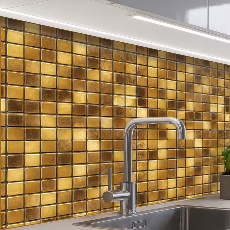 Revestimiento cocina - Azulejos - Mosaico - Lujo - Oro cálido — 1