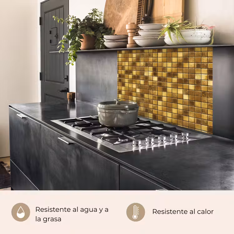 Revestimiento cocina - Azulejos - Mosaico - Lujo - Oro cálido — 4