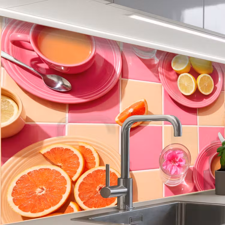 Revestimiento cocina - Comida - Cítricos - Naturalezas muertas - Rosa - Naranja — 1