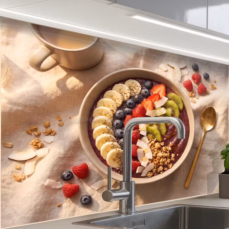 Revestimiento cocina - Comida - Cuenco de desayuno - Fruta - Saludable - Colorido — 1